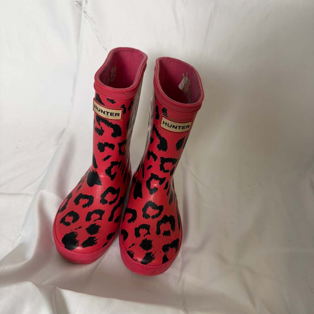 Hunter Kids First Classic Hybrid Pink Leopard Print Rain Boots